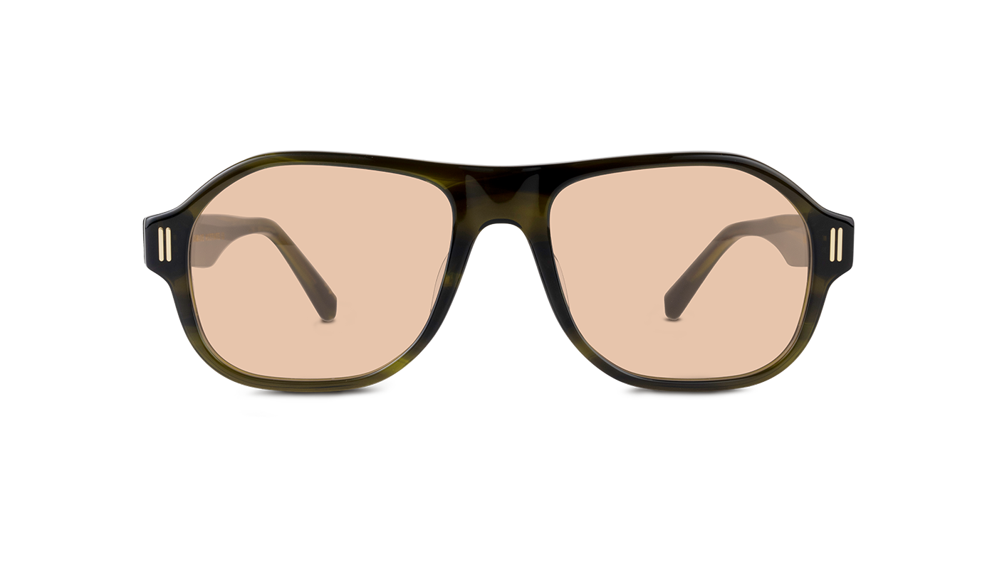#color_Olive Horn with Light Brown Lens