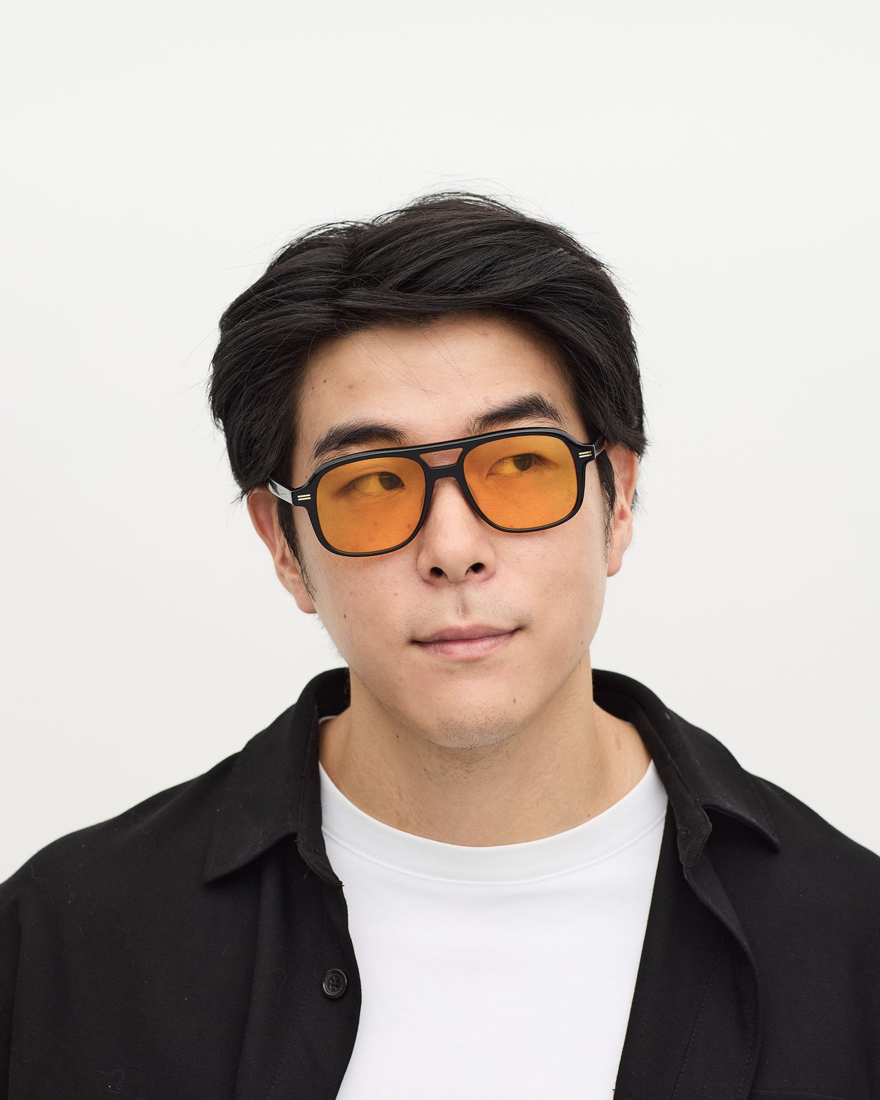 GERARD SUN in Black with Amber Lens