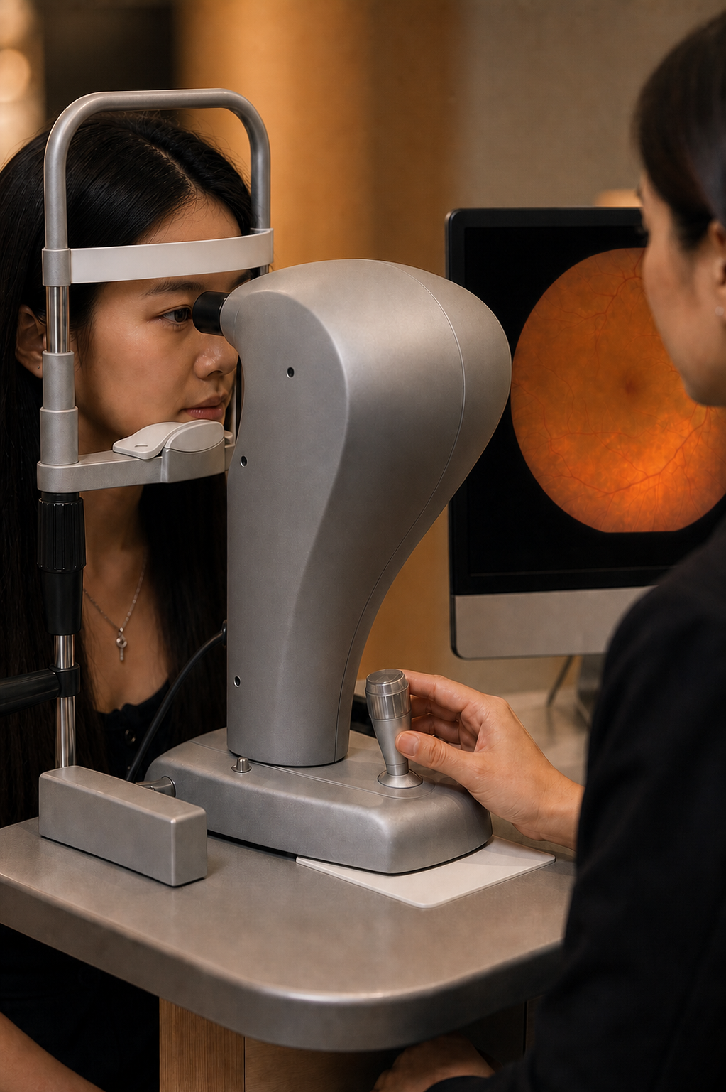 Customer having a fundus photograph taken